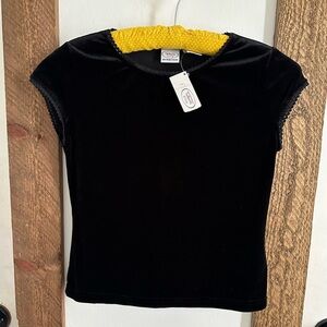 NEW Vintage 90s Talbots Kids Black Velvet Shirt Blouse Size 10